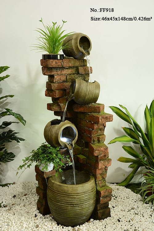 Rustic Brick Pot Cascade Water Fountain