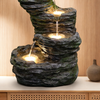3-Step Rock Cascade Water Fountain With LED