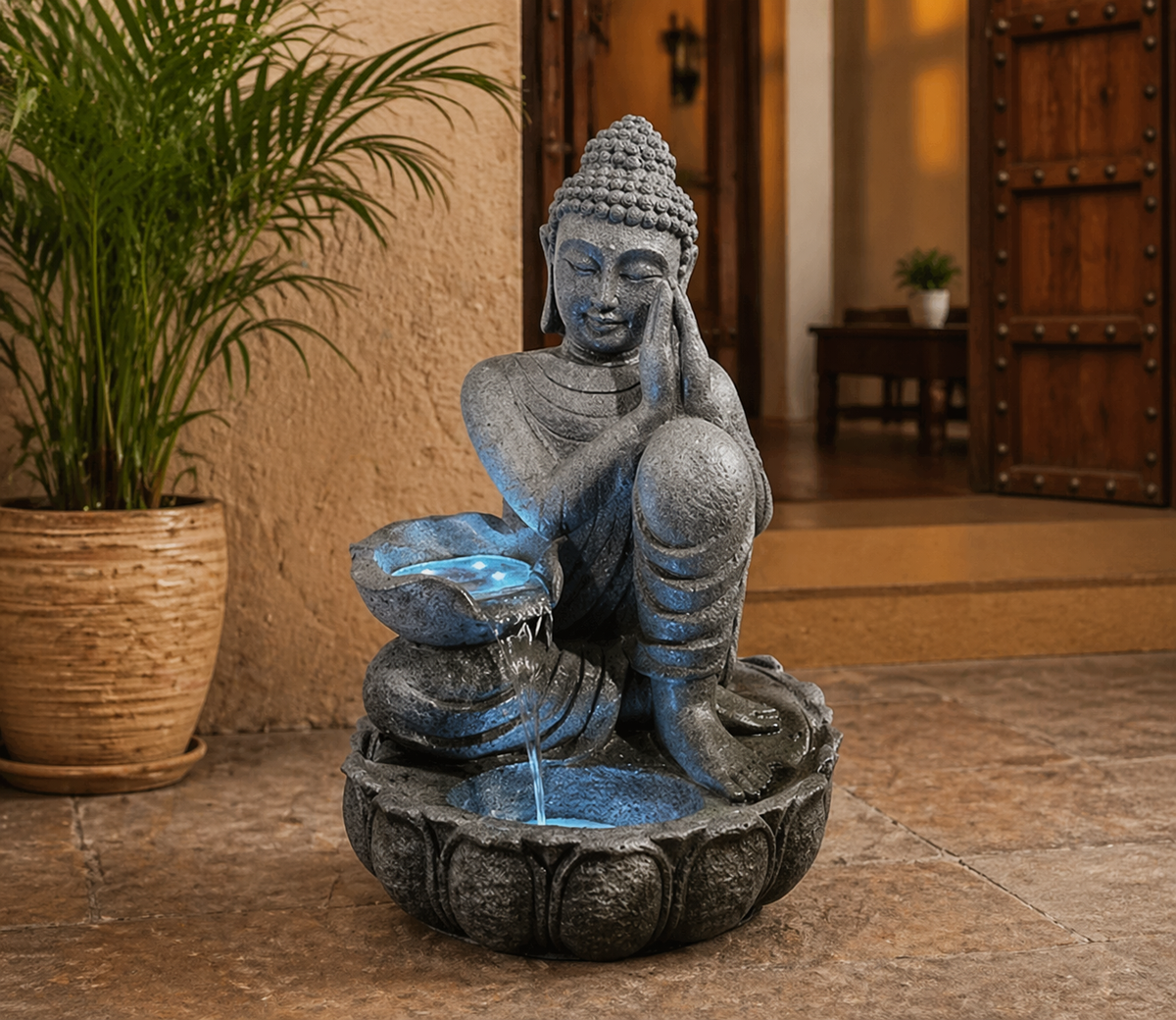 Namaste Buddha LED Floor Water Fountain
