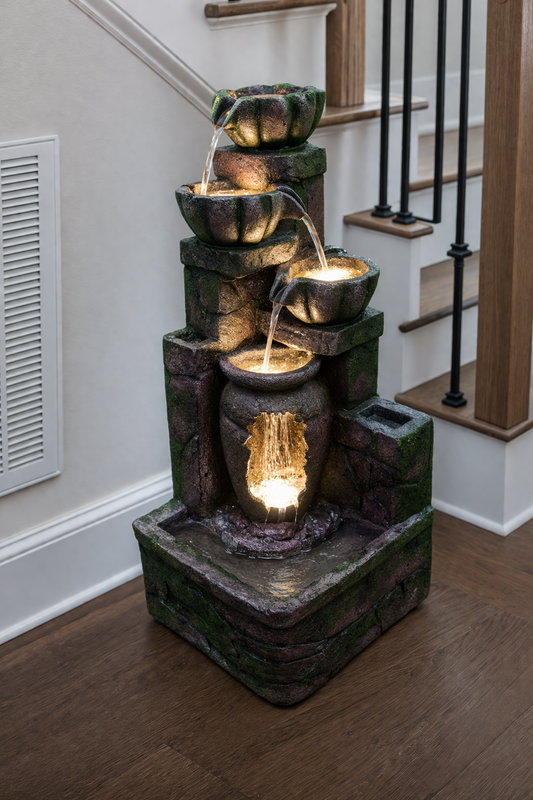 3 Pyali Barish Multi-Tier LED Floor Water Fountain