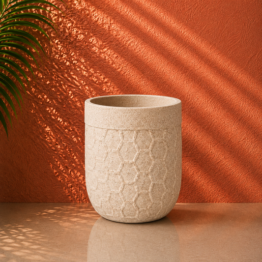 Textured Honeycomb Cylinder Planter Pot