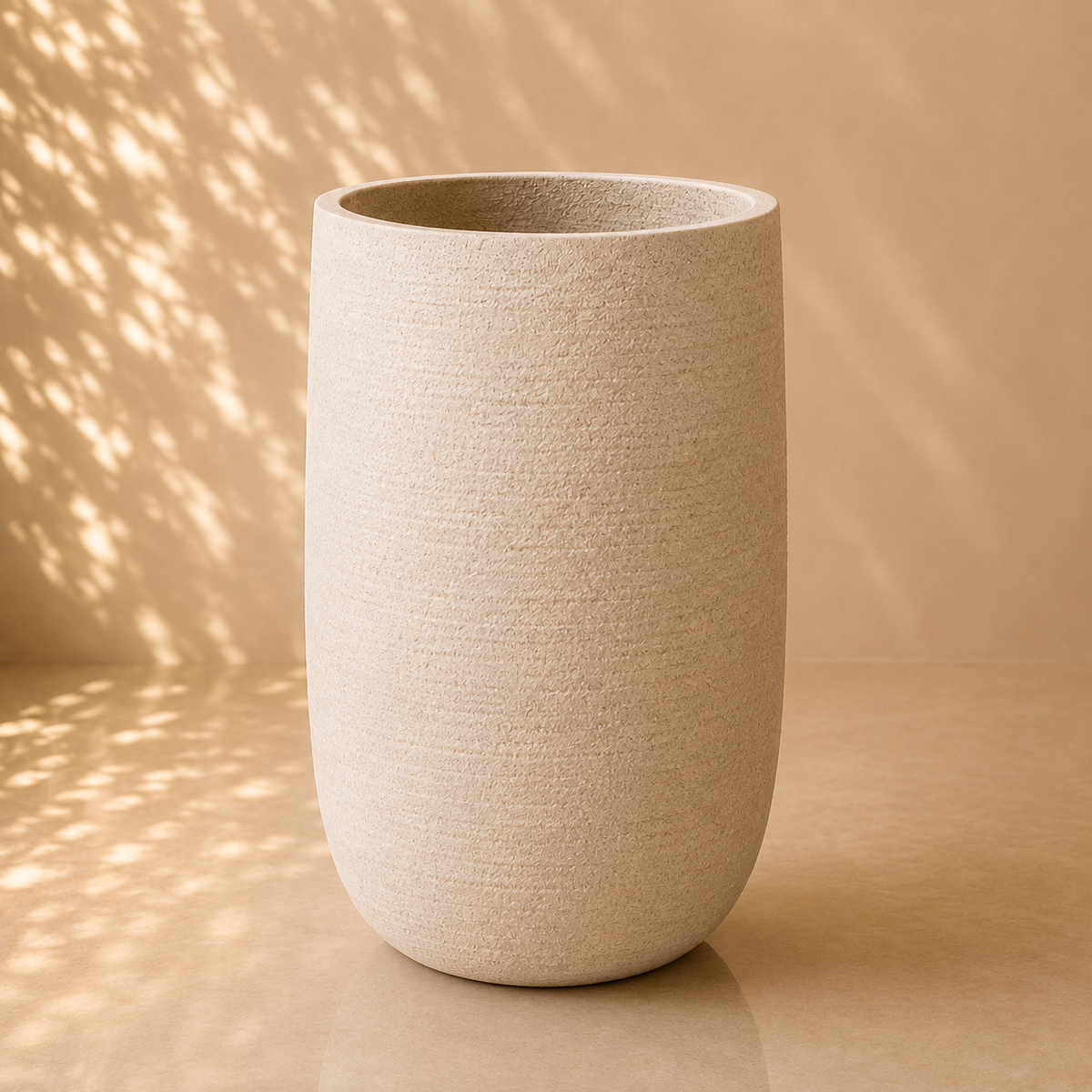 Textured White Tall Cylinder Planter Pot