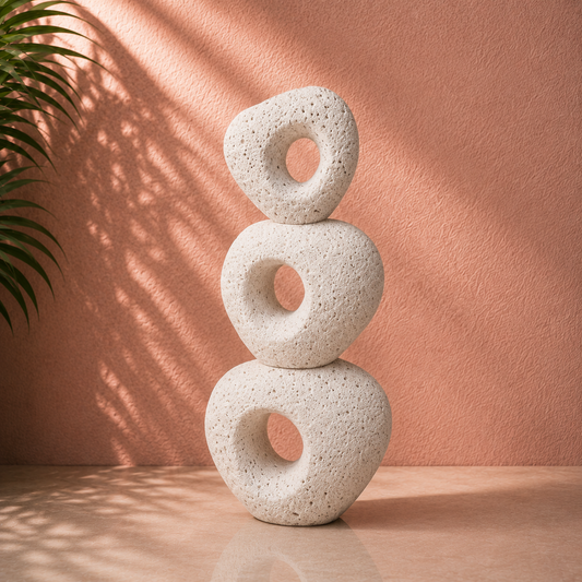White Stacked Ring Decorative Sculpture
