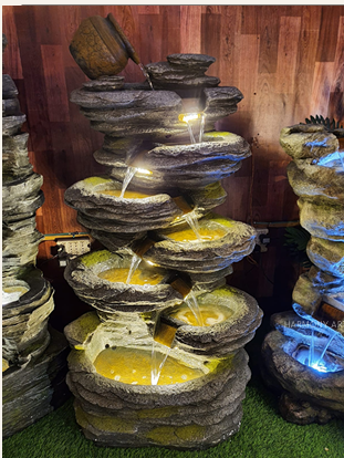 Matka Topped Stone Cascade Water Fountain