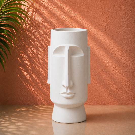 White Face Sculptural Planter Pot