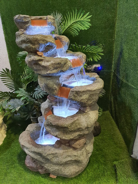 Curved Tiered Stone Waterfall Fountain