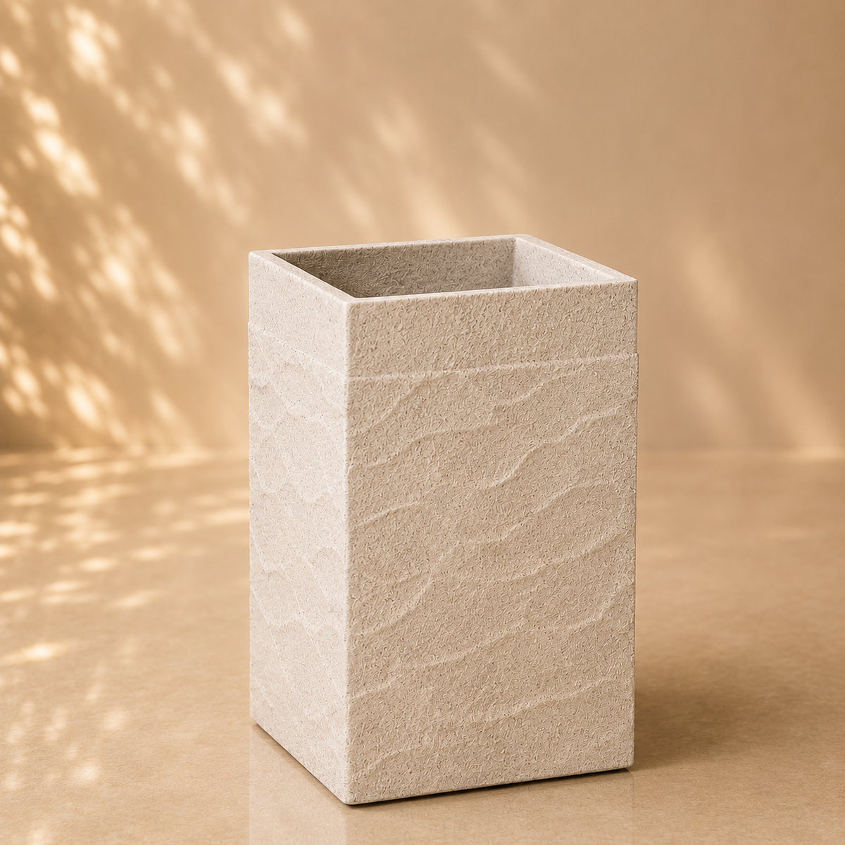 White Textured Square Planter Pot