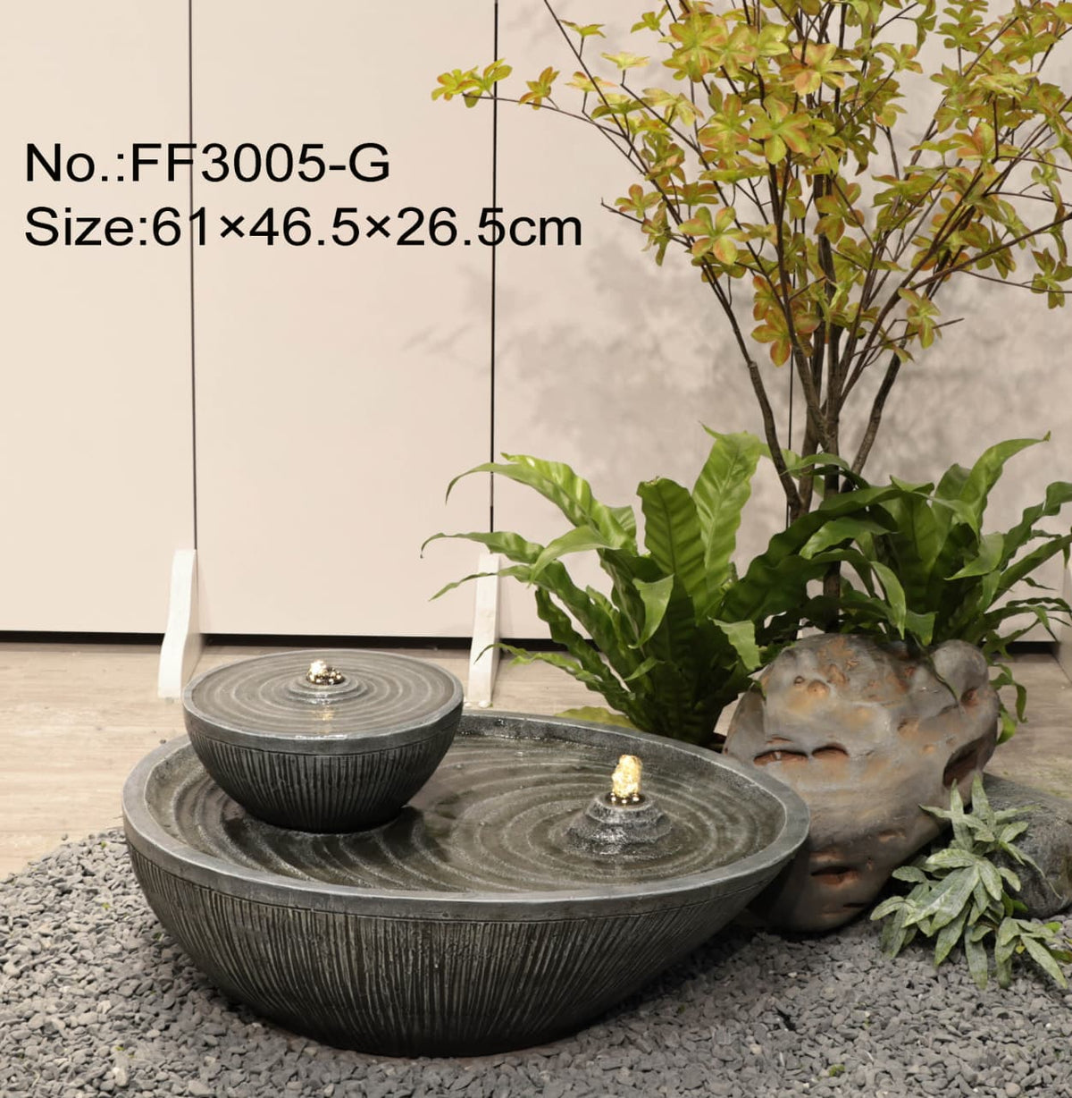 Double Bowl Ripple Water Fountain With LED
