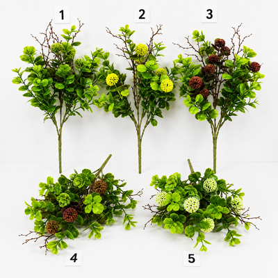 Artificial Green Pom Pom Flower Bush