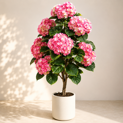 Artificial Pink Hydrangea Flower Plant