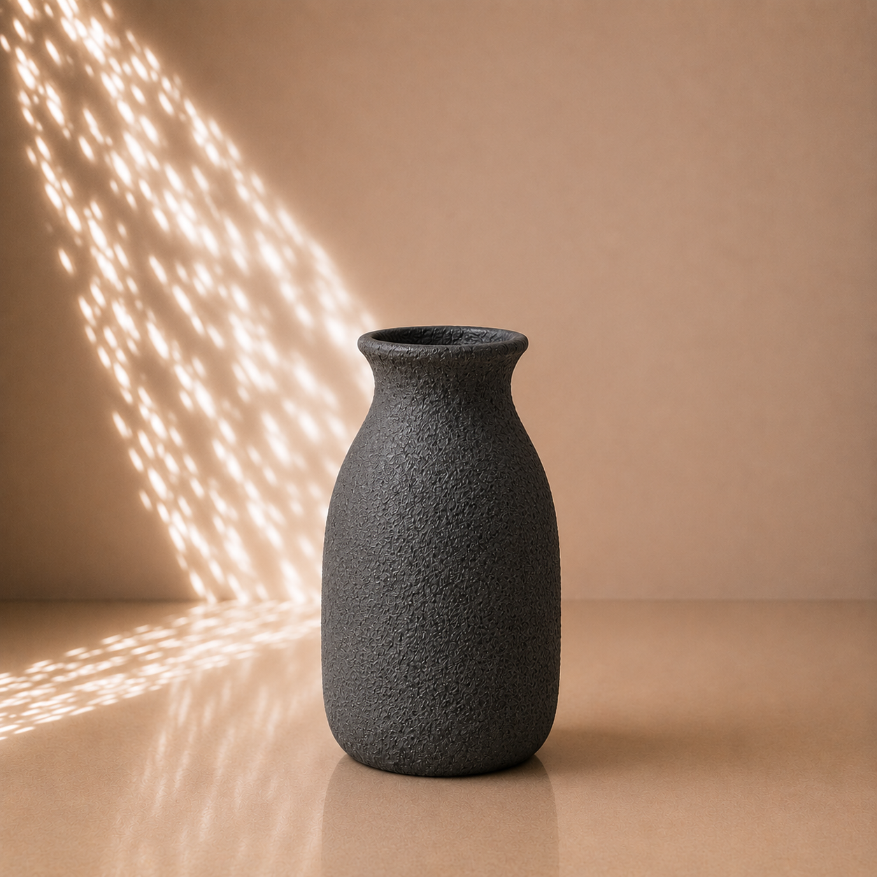 Black Textured Bottle Shape Decorative Vase