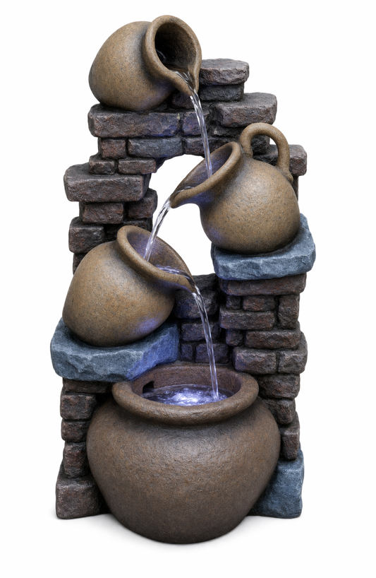 4 Pot Brick Cascade Water Fountain