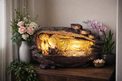 Sleeping Buddha Rock Waterfall Floor Fountain