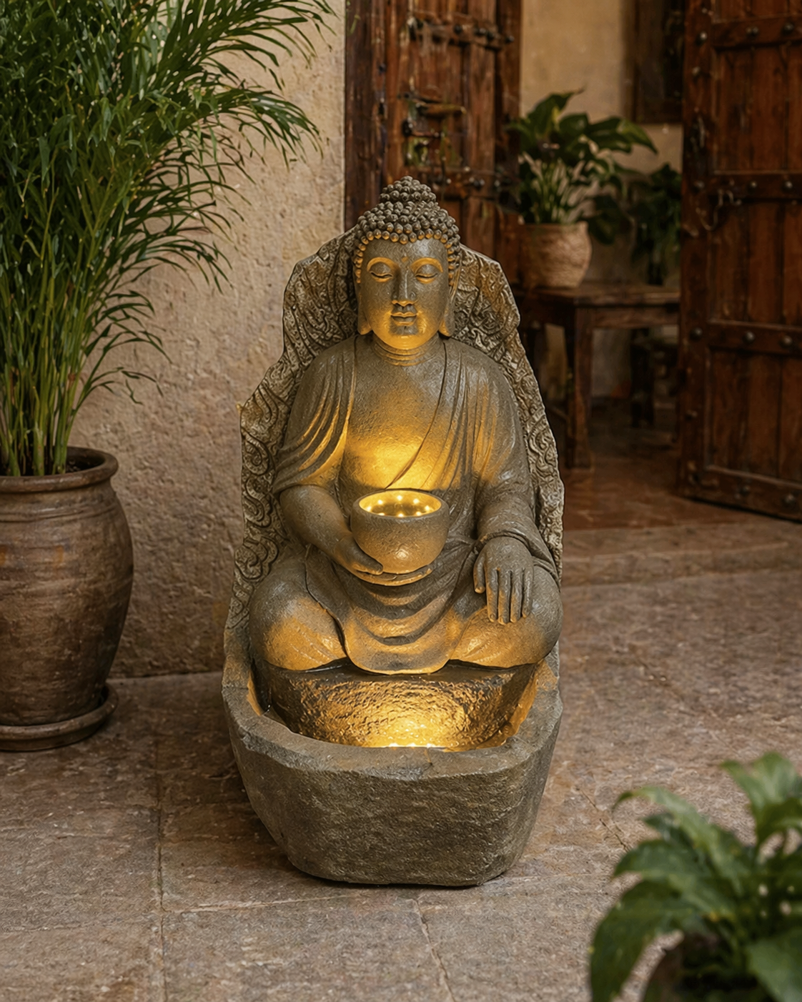 Mud Buddha Bowl LED Floor Water Fountain