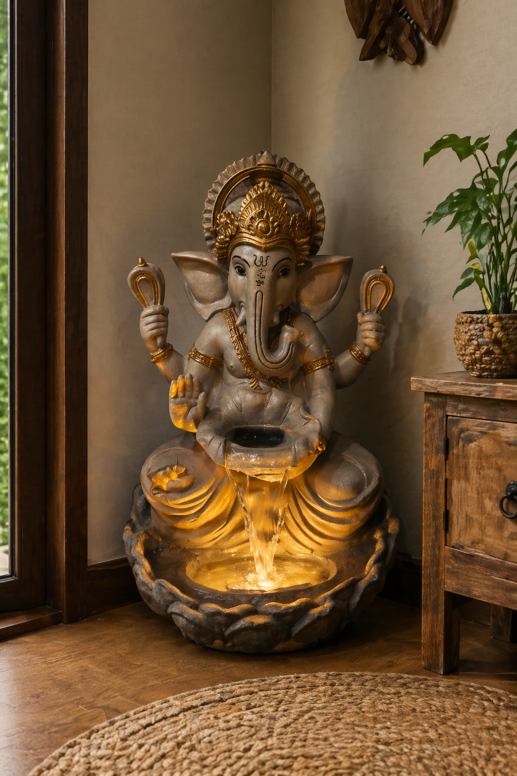 Big Kamal Ganesh Lotus Floor Water Fountain
