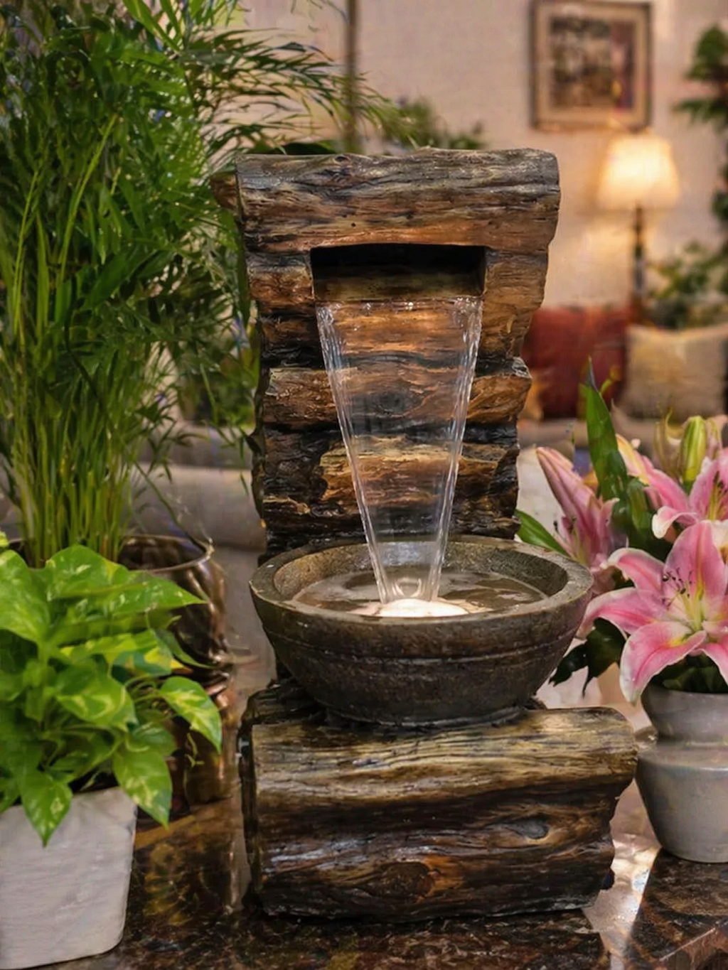 42. WOOD FALL WATER FOUNTAIN