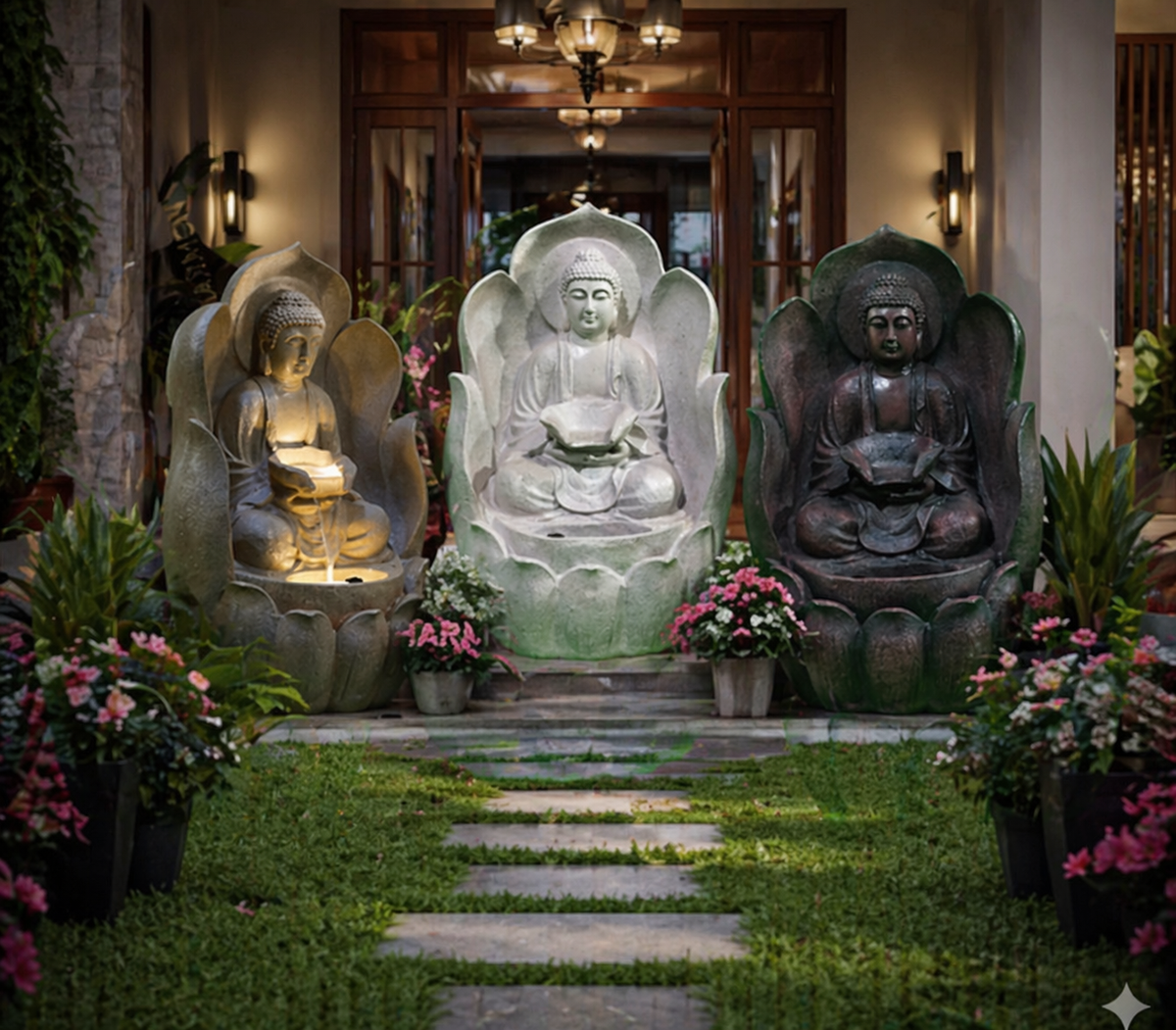 Leaf Buddha LED Floor Water Fountain