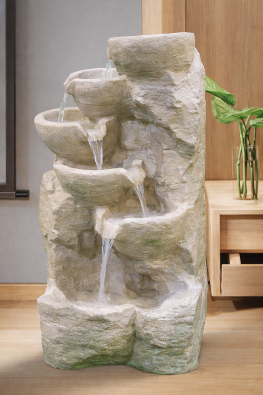 5 Pyali Rock Cascade LED Floor Water Fountain