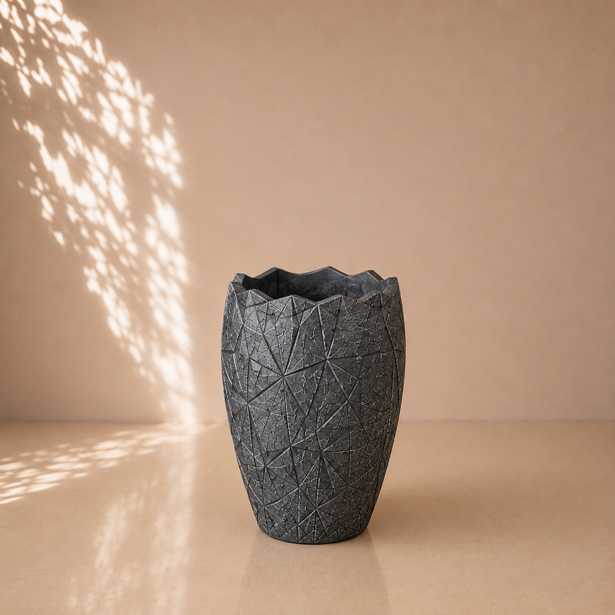 Dark Grey Geometric Textured Planter Pot