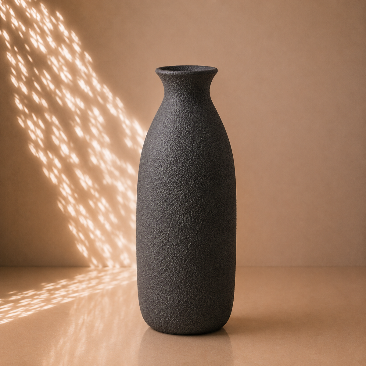 Black Textured Bottle Shape Decorative Vase