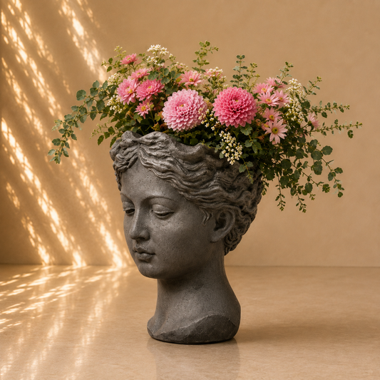Goddess Face Floral Decorative Planter