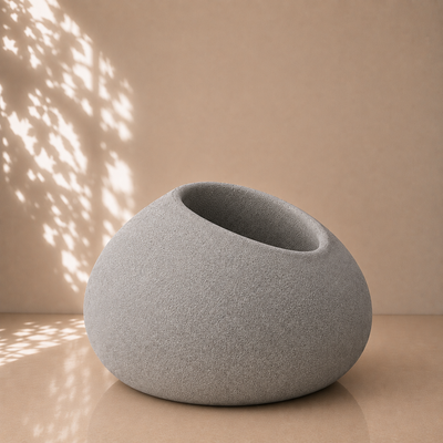 Modern Grey Organic Stone Planter Pot