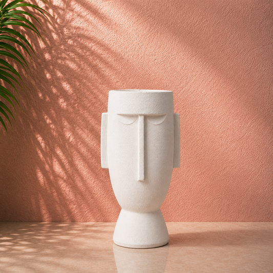 Modern White Abstract Face Decorative Vase