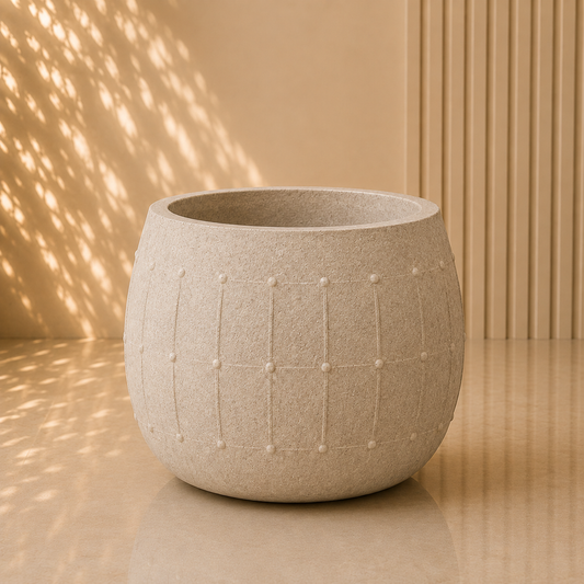 Grey Textured Round Planter Pot