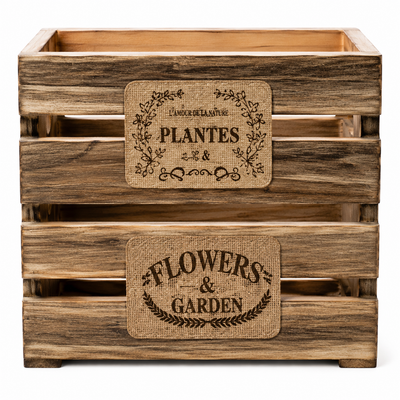 Rustic Wooden Crate Planter Box