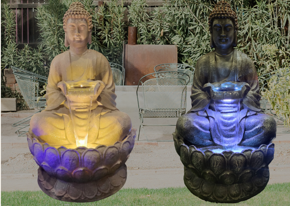 Lotus Buddha Bowl Water Fountain with LED Lights