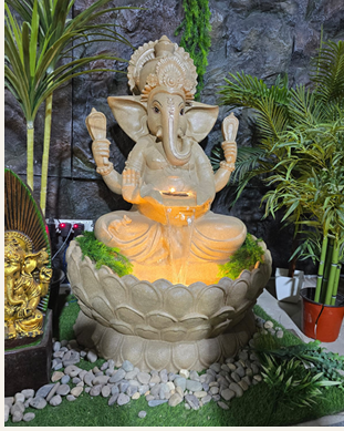 Ganesh Lotus Bowl Water Fountain with LED Lights