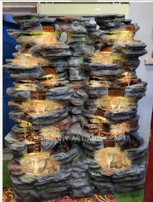 Double Stone Pahad Water Fountain with LED Lights