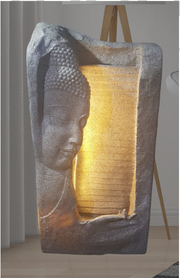 Half Face Buddha Vertical Waterfall Floor Fountain