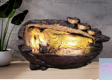 Sleeping Buddha Rock Waterfall Floor Fountain