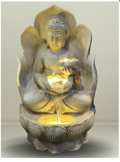 Double Leaf Buddha Diya Floor Water Fountain