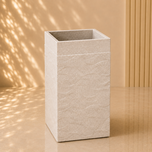 White Textured Square Planter Pot