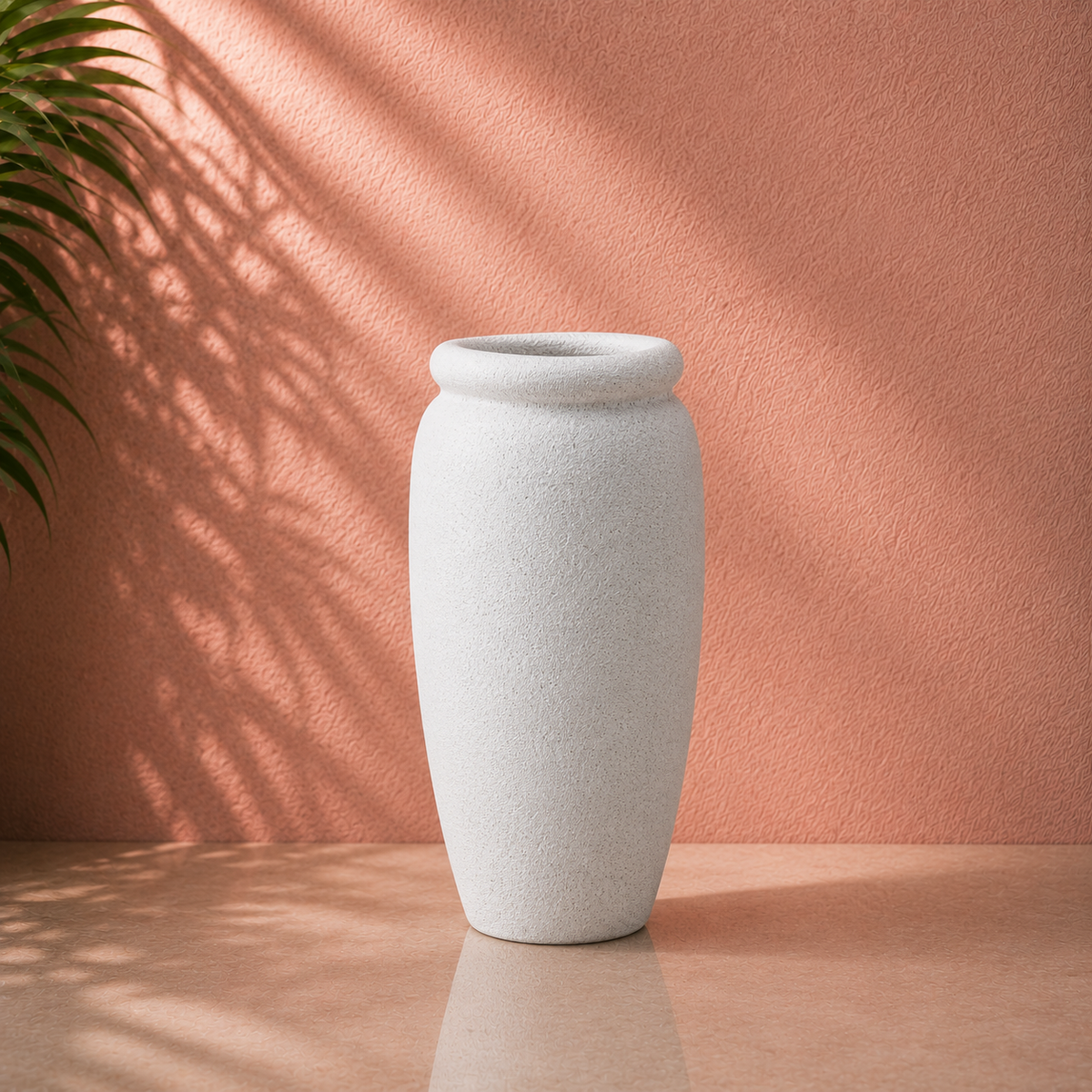 Tall Textured White Planter Pot