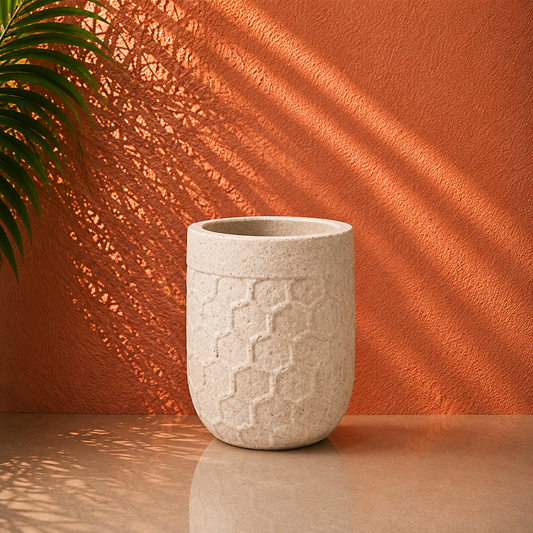 Textured Honeycomb Cylinder Planter Pot