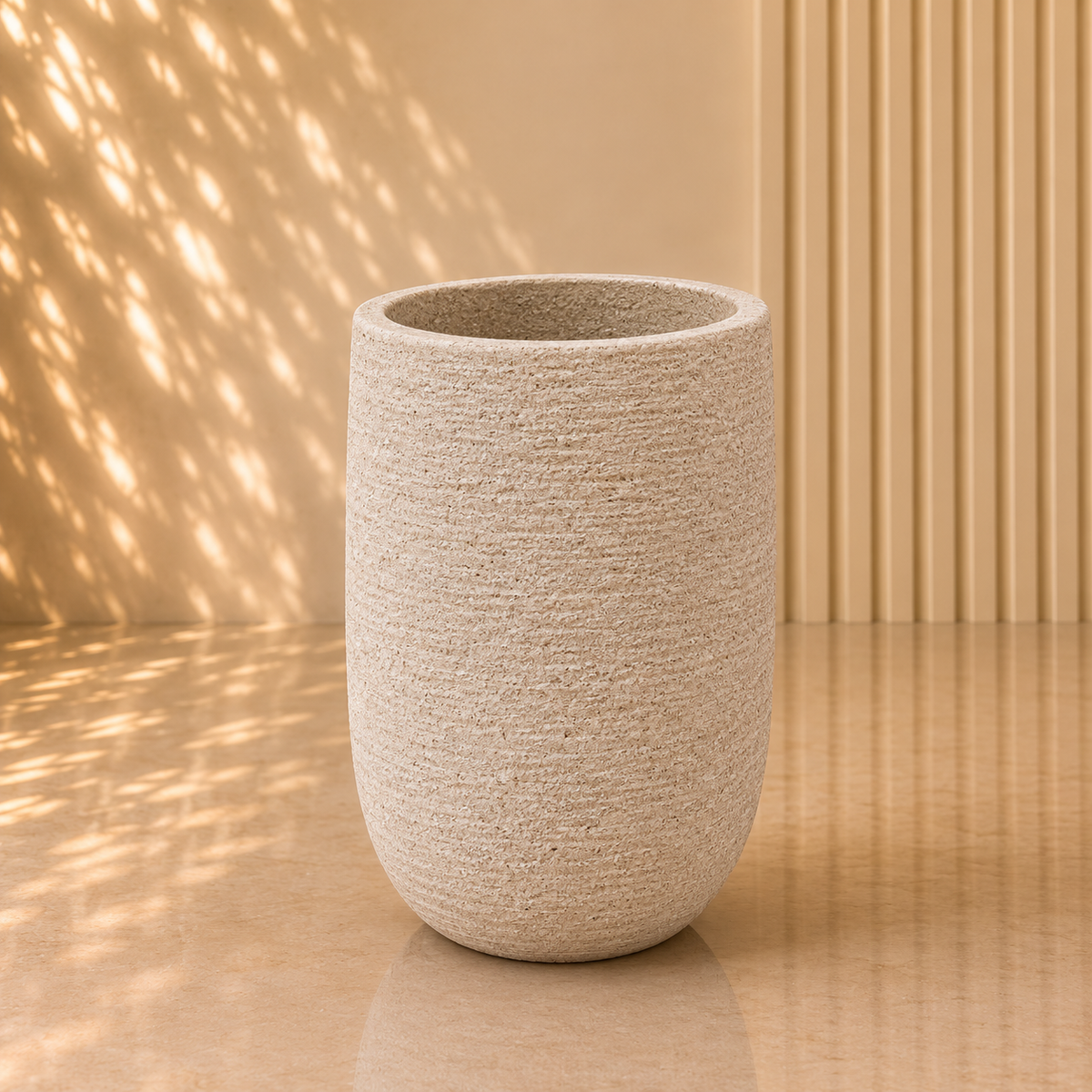 Textured White Tall Cylinder Planter Pot