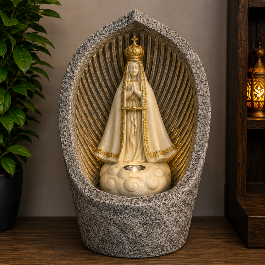 Virgin Mary Stone Water Fountain With LED Light