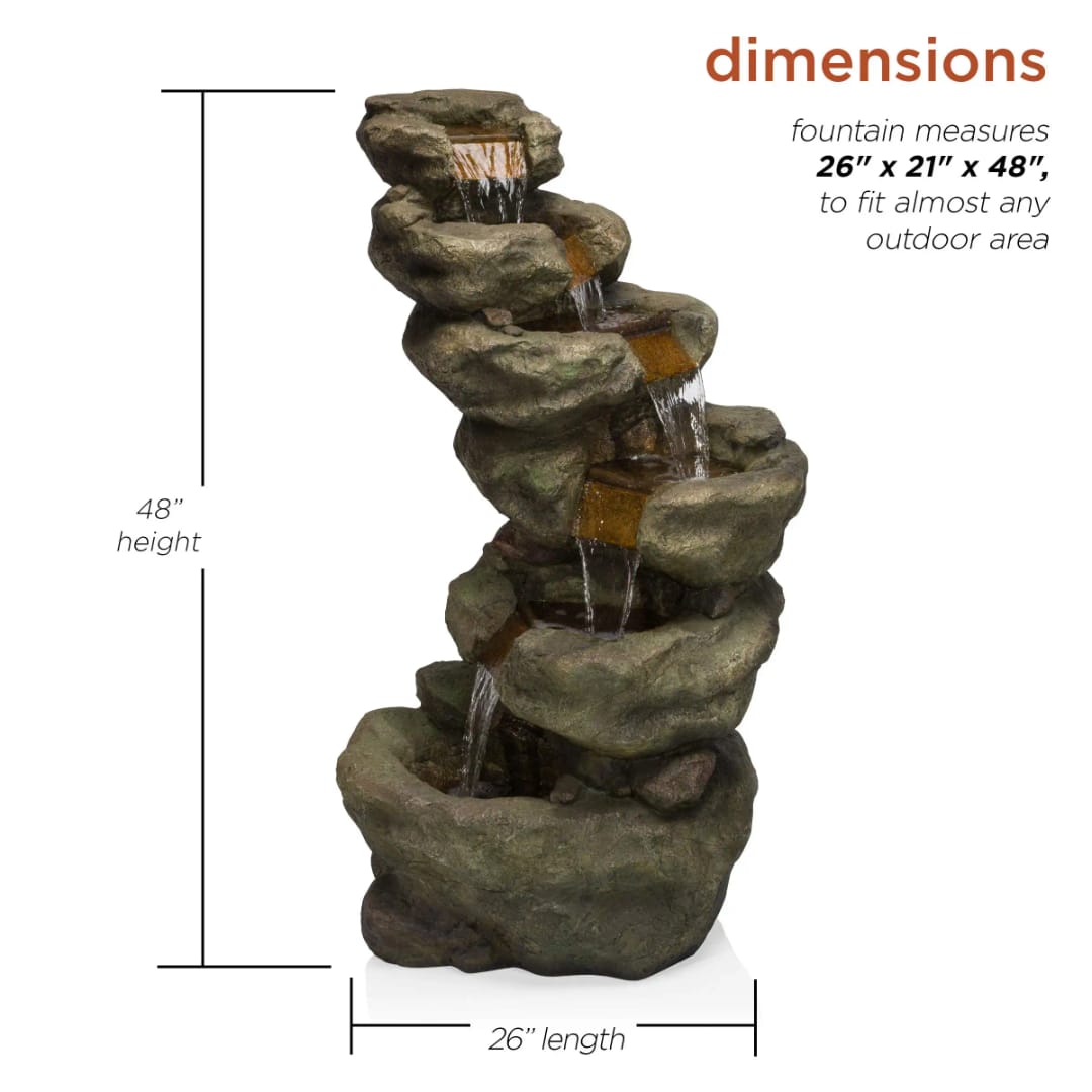 Curved Tiered Stone Waterfall Fountain