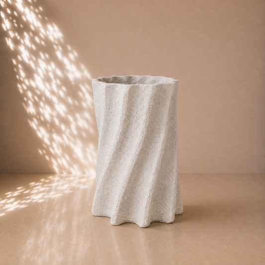 White Wavy Fluted Decorative Planter Pot