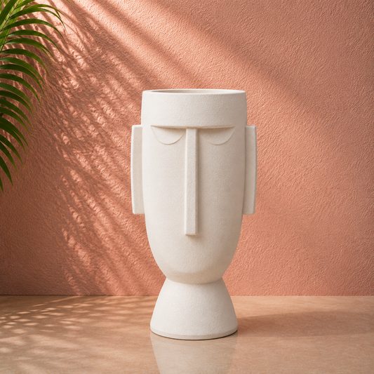 Modern White Abstract Face Decorative Vase