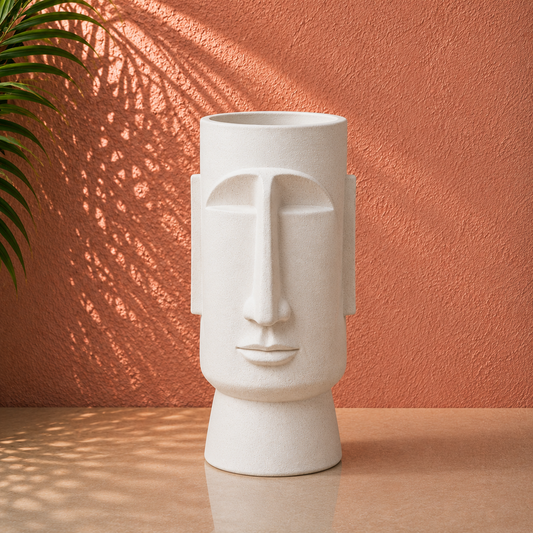 White Face Sculptural Planter Pot
