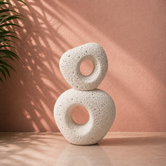 White Stacked Ring Decorative Sculpture