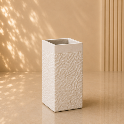 White Textured Rectangular Planter Pot
