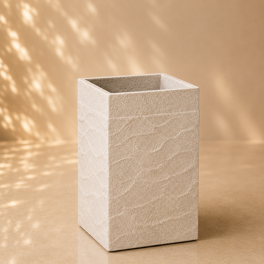 White Textured Square Planter Pot
