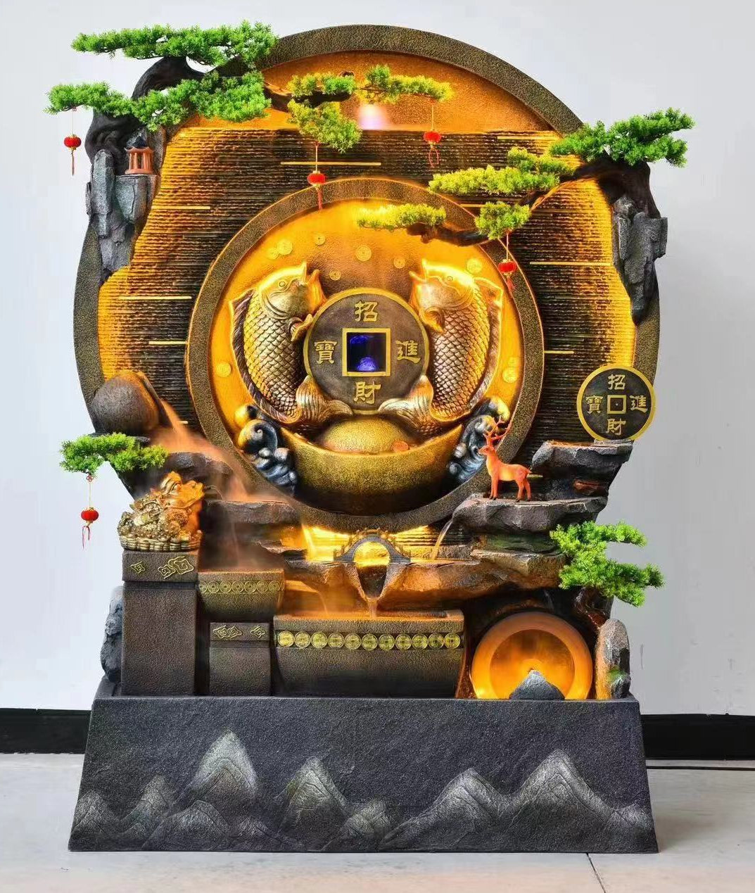 double fish fountain, wall fountain, outdoor fountain ,luxury fountain, premium fountain, big fountain ,rock fountain,