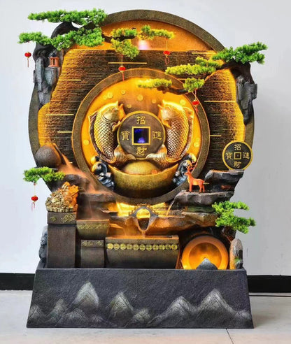 double fish fountain, wall fountain, outdoor fountain ,luxury fountain, premium fountain, big fountain ,rock fountain,