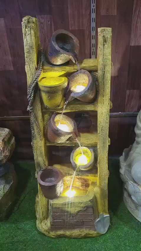 Ladder Matka Cascade LED Floor Water Fountain